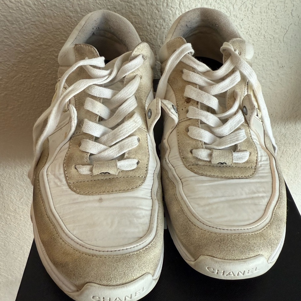 Chanel Women's Sneakers off-white, suede leather & fabric 38 - Picture 7 of 12
